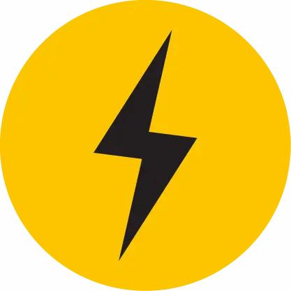 Rundt gult symbol, der viser er lyn